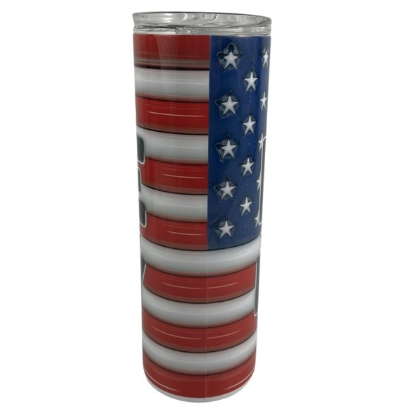 Skinny Tumbler 20oz Land of the Free Because My Daddy is Brave Stainless-Steel - Picture 6 of 9